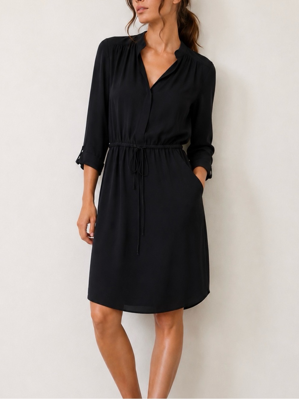 Aritzia Babaton Bennett Shirt Dress Quiet Luxury Black XS